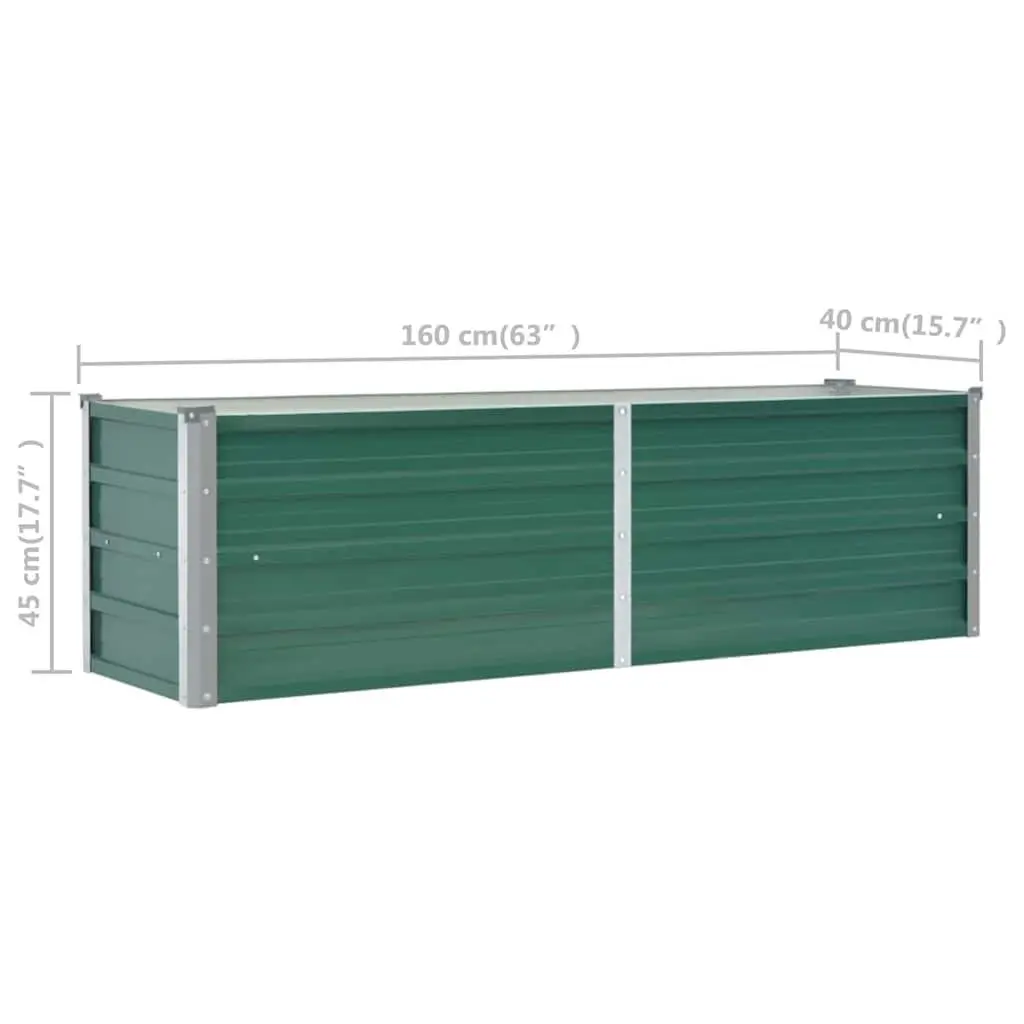 Raised Garden Bed Planter Box Green 160 x 40 x 45 cm Heavy-duty Galvanised Steel Weather Resistant Outdoor Use