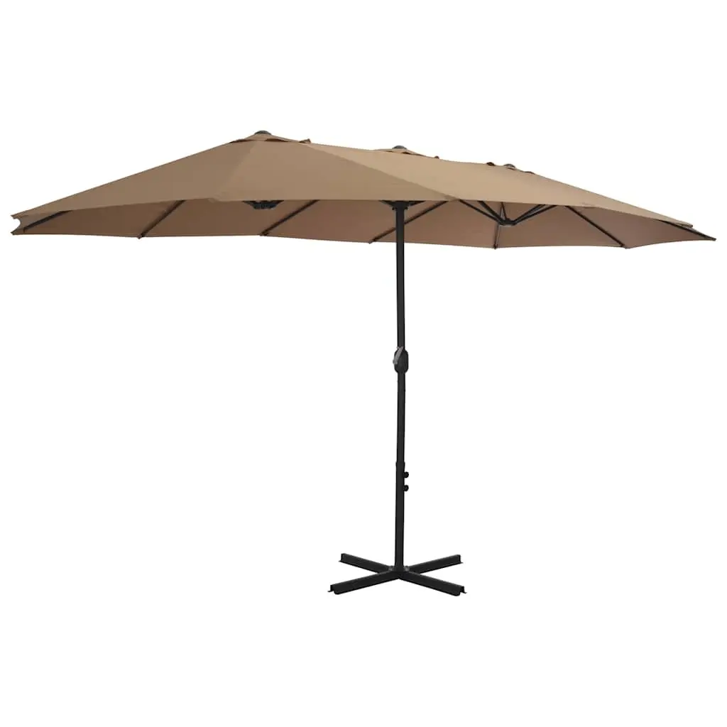 Garden Parasol Taupe 460x270 cm Double-top UV Protective with Aluminium Pole Crank
