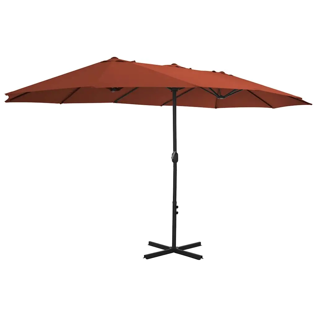 Garden Parasol Brown 460x270 cm Double-Top UV Protective Crank Umbrella