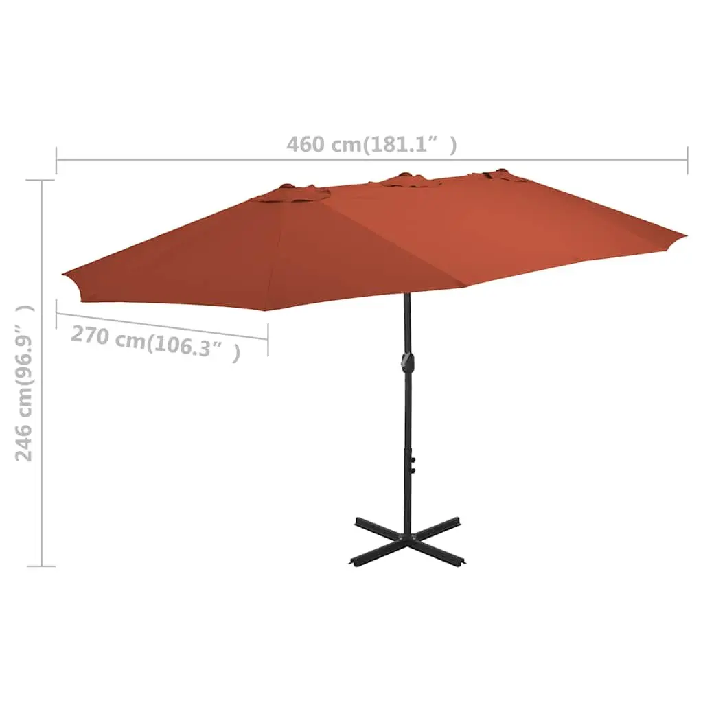 Garden Parasol Brown 460x270 cm Double-Top UV Protective Crank Umbrella