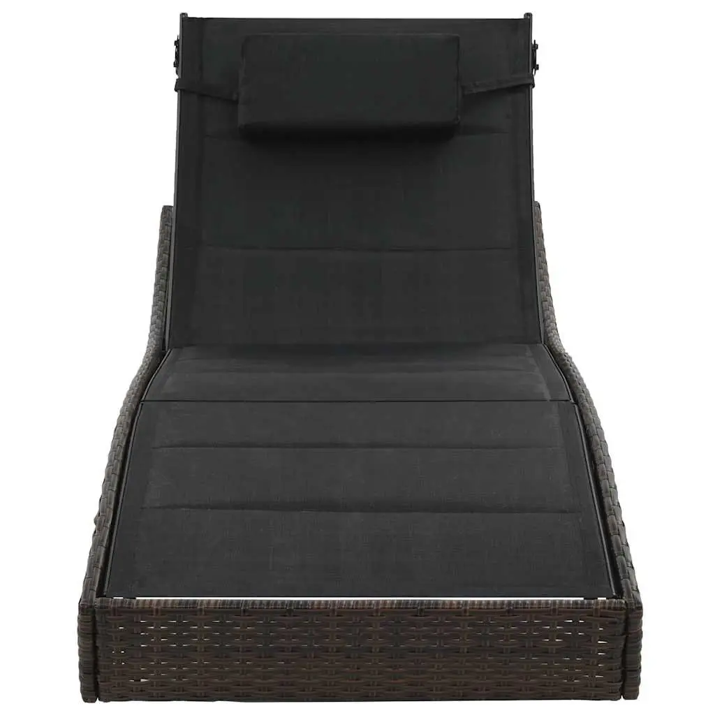 Sun Lounger Poly Rattan Textilene Adjustable Backrest Outdoor Garden Patio