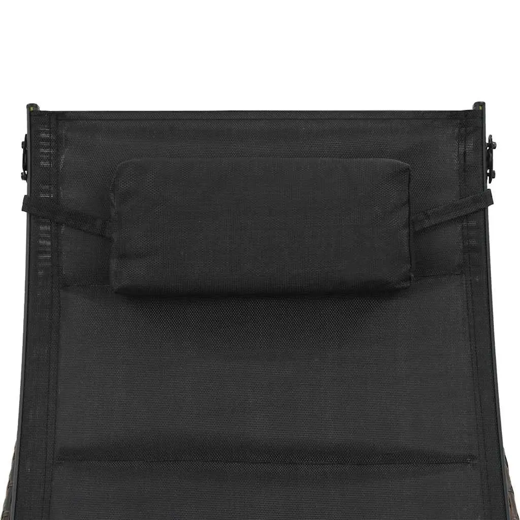 Sun Lounger Poly Rattan Textilene Adjustable Backrest Outdoor Garden Patio