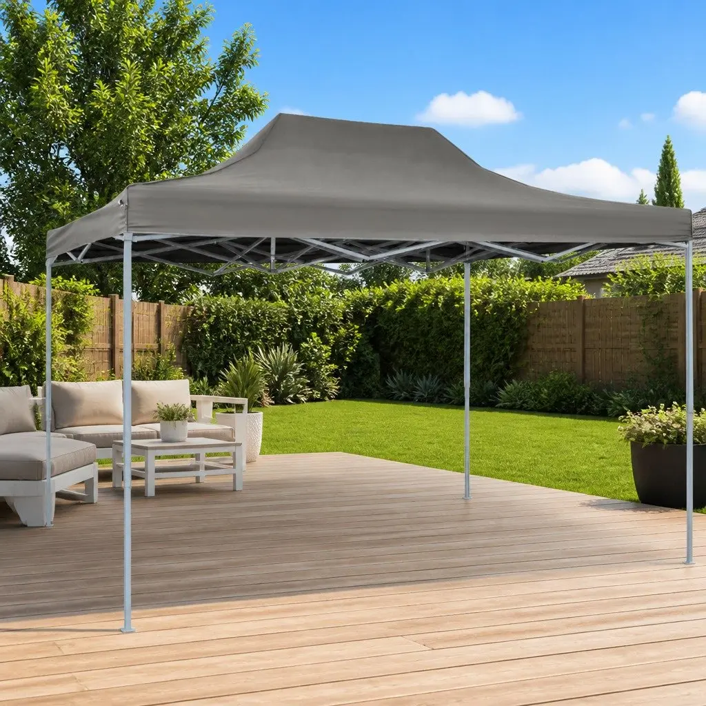 Foldable Pop-Up Tent Anthracite 3x4.5m Heavy-Duty Steel Frame Water and UV Resistant Oxford Fabric Roof