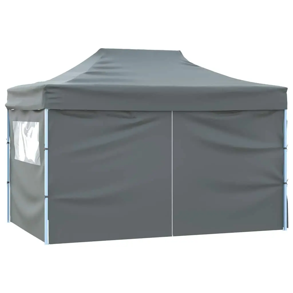 Foldable Pop-Up Tent Anthracite 3x4.5m with 4 Side Walls Outdoor Canopy Gazebo