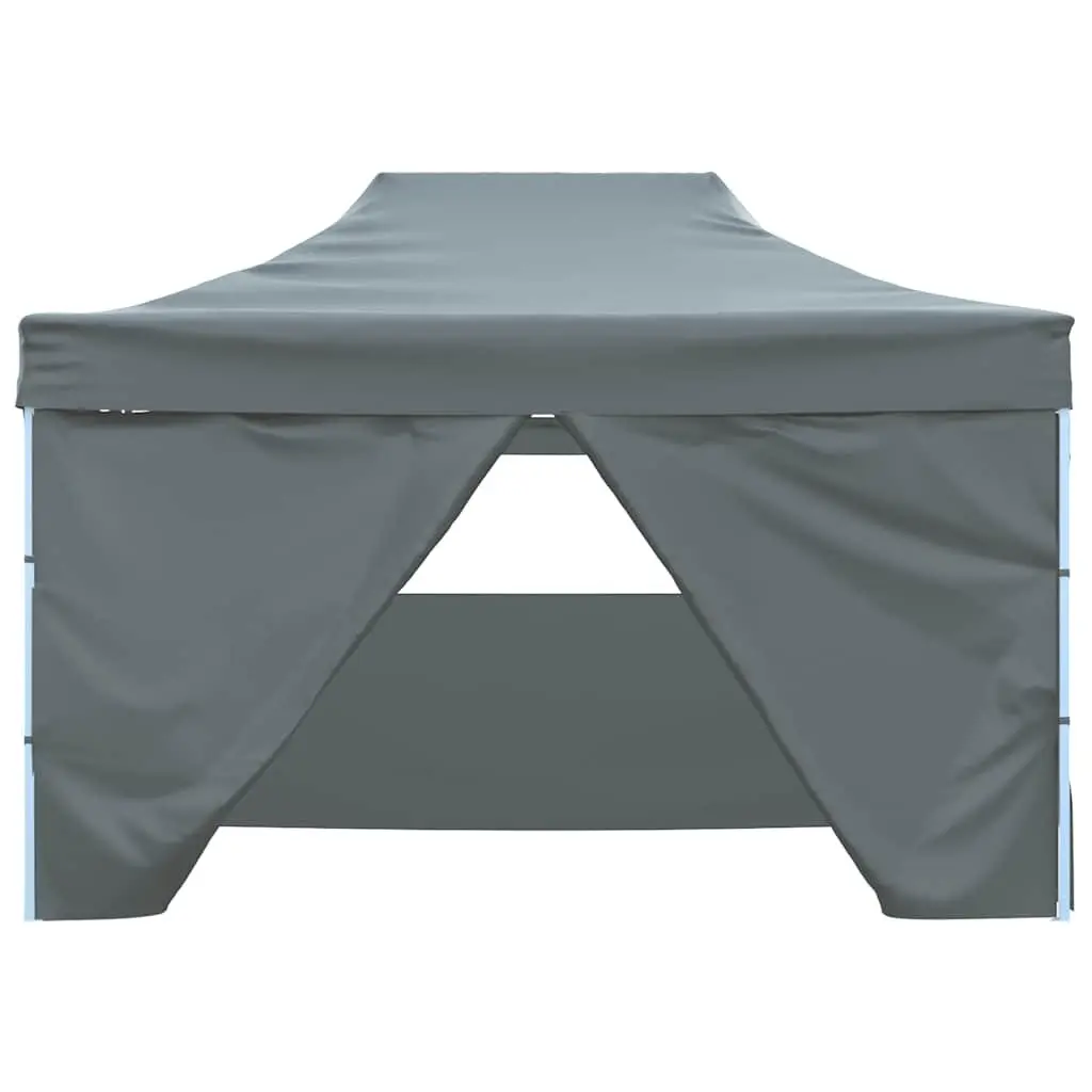 Foldable Pop-Up Tent Anthracite 3x4.5m with 4 Side Walls Outdoor Canopy Gazebo
