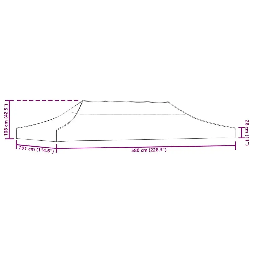 Party Tent Roof Cream 3x6 m UV and Weather-Resistant Replacement Canopy Top