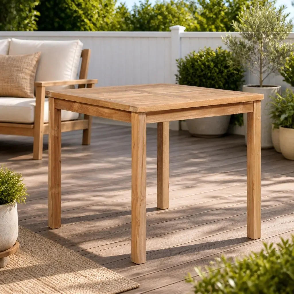 Garden Dining Table 80x80x77 cm Solid Teak Wood Brown Outdoor Furniture