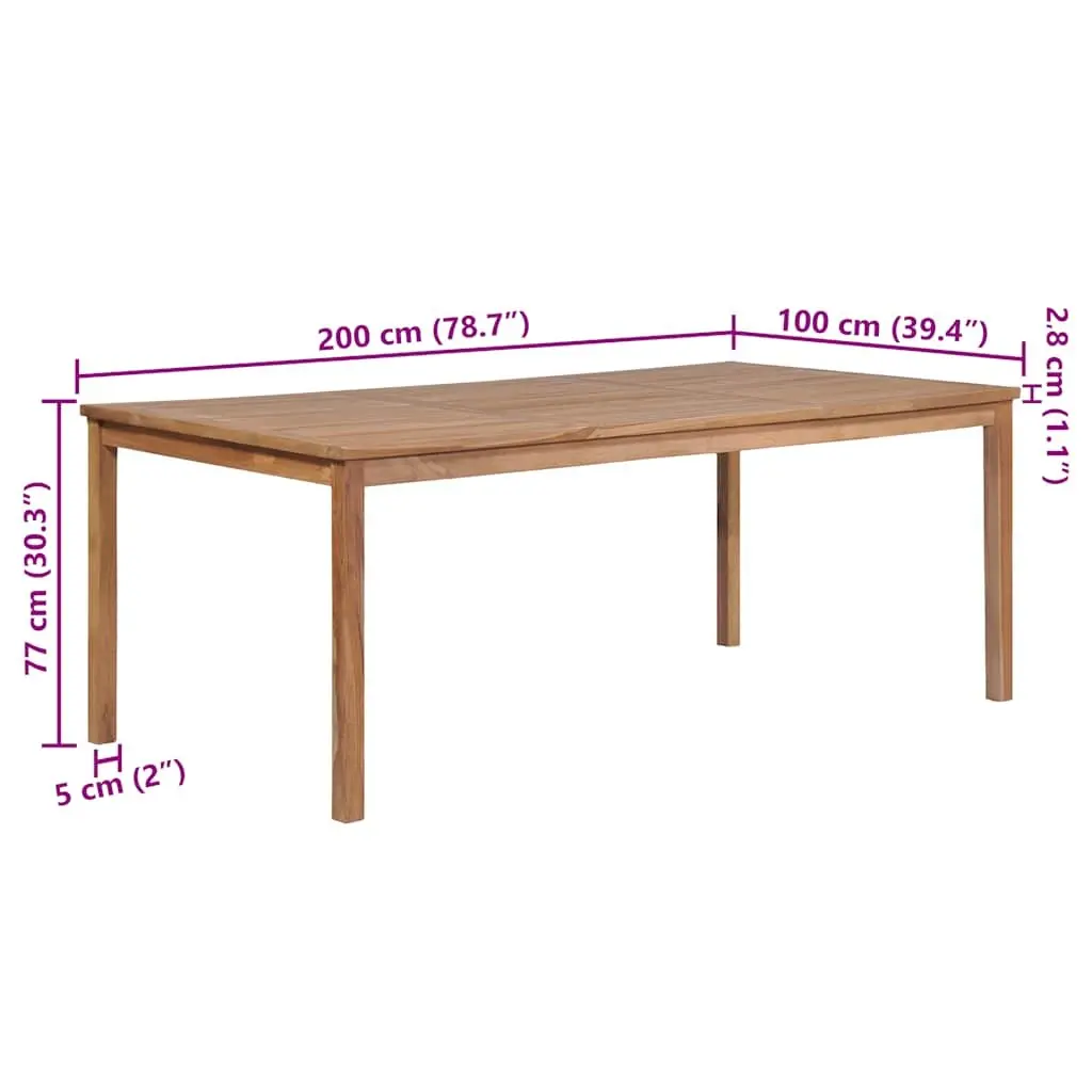 Dining Table Brown 200x100x77cm Solid Teak Wood Outdoor Patio Furniture