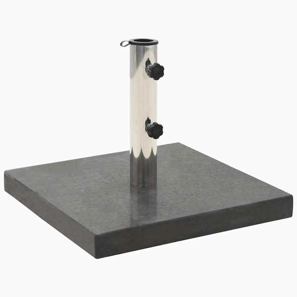 Parasol Base Black Square Granite Outdoor Umbrella Stand Stainless Steel Tube