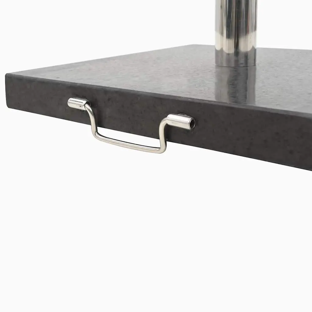 Parasol Base Black Square Granite Outdoor Umbrella Stand Stainless Steel Tube