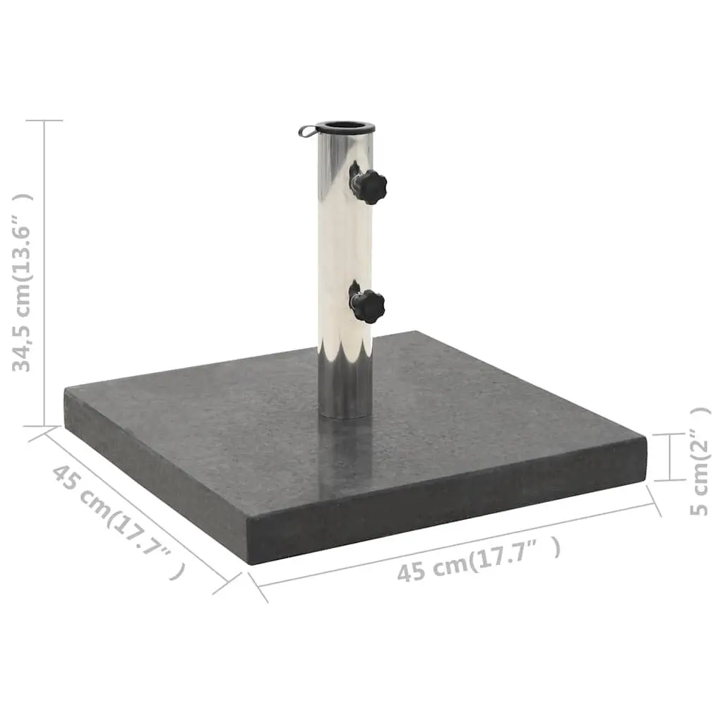 Parasol Base Black Square Granite Outdoor Umbrella Stand Stainless Steel Tube