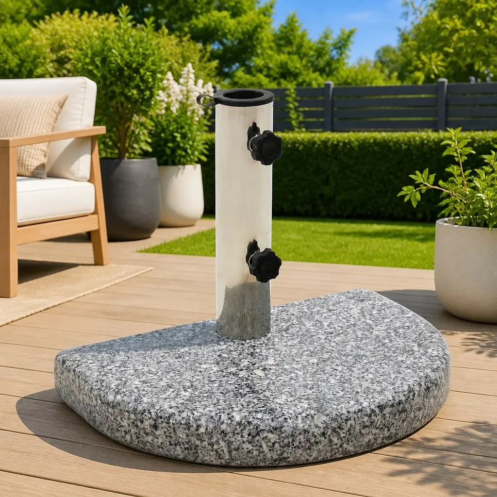 Parasol Base Granite Curved Grey 10kg Outdoor Umbrella Stand Weighted Stable