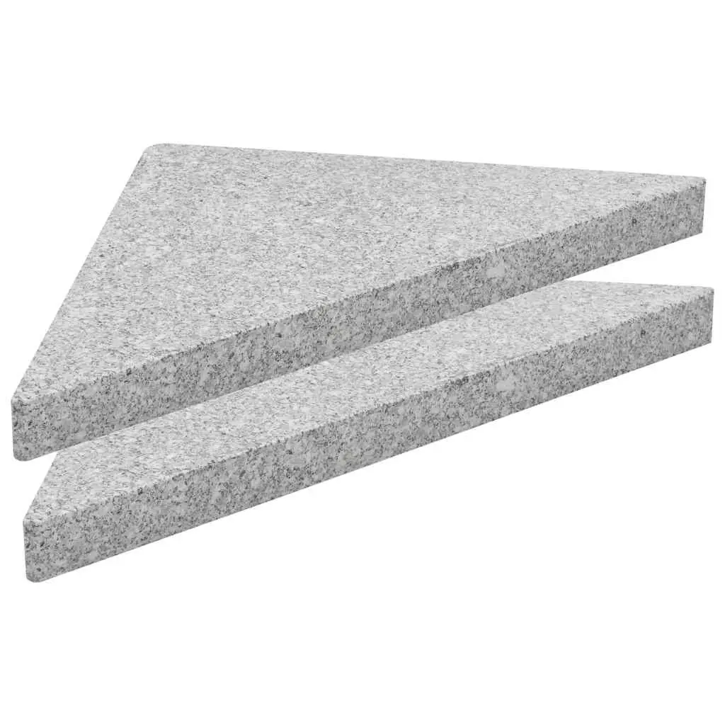 Triangular Grey Granite Base Outdoor Umbrella Weight Plate Stabilizer 2 Piece