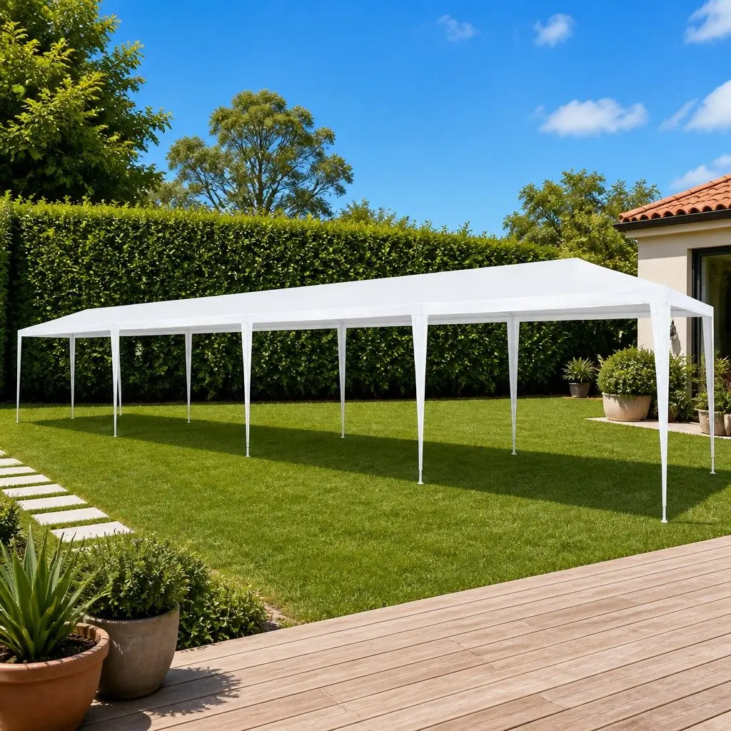 Party Tent White 3x12m Outdoor Canopy Gazebo UV and Water Resistant Polyethylene Fabric