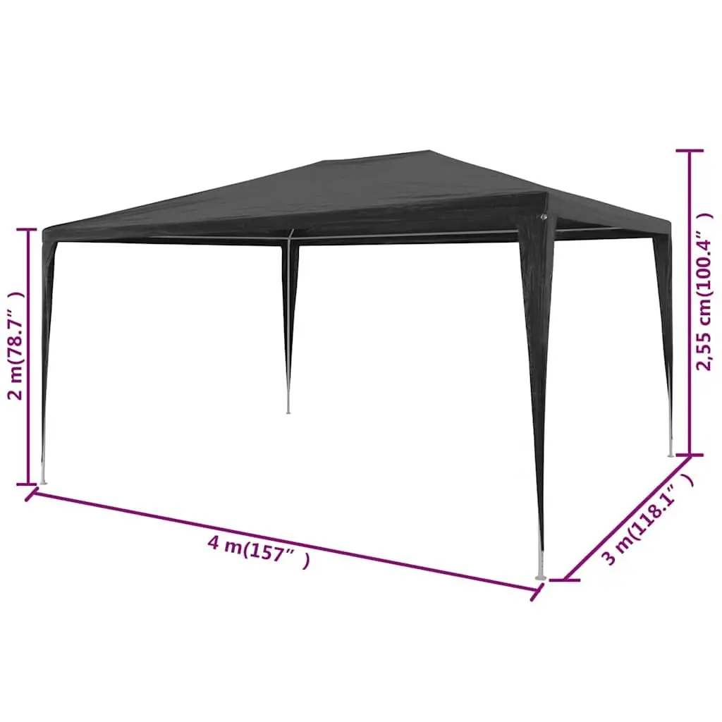 Party Tent Anthracite 3x4 m UV and Water Resistant Outdoor Canopy Gazebo Garden Shelter