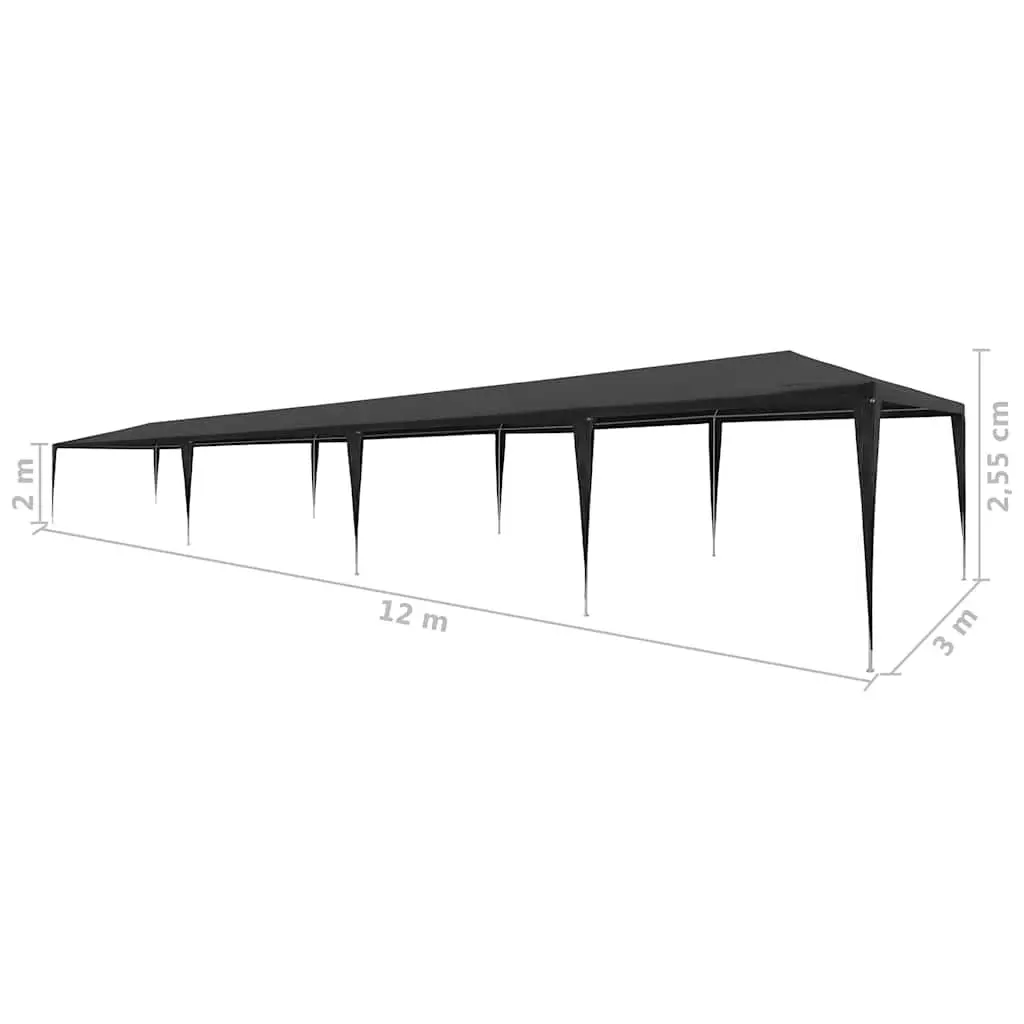 Party Tent Anthracite 3x12 m UV and Water Resistant Outdoor Canopy Gazebo
