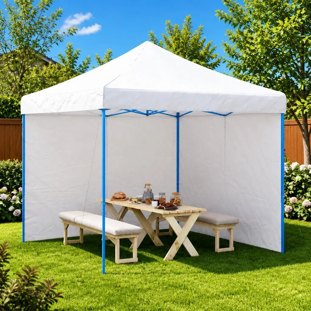Party Tent Sidewall White 2 Pieces with Zipper PE Outdoor Marquee Panels