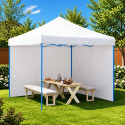 Party Tent Sidewall 2 Pieces with Zipper PE White Outdoor Marquee Panels Garden