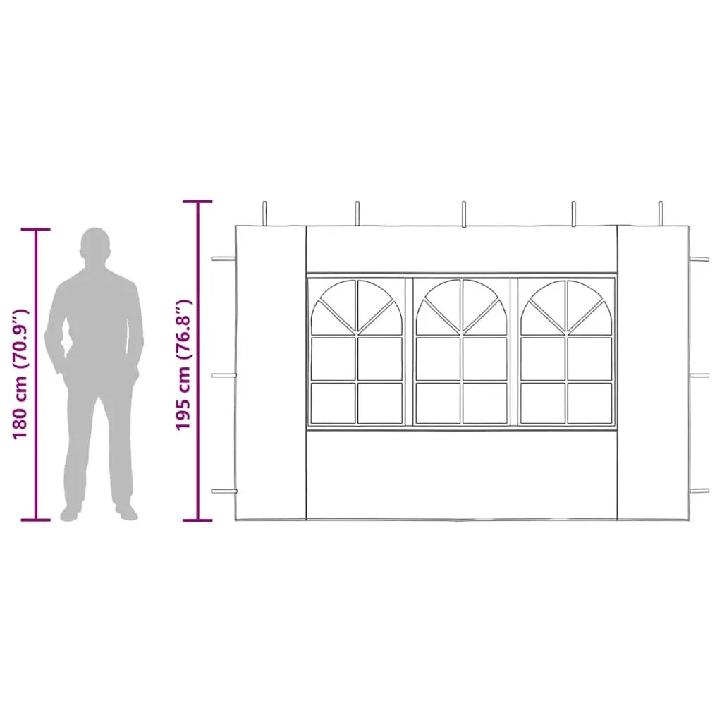 Marquee Tent Sidewall Anthracite 300x300cm Weather-Resistant with Window 2 Piece