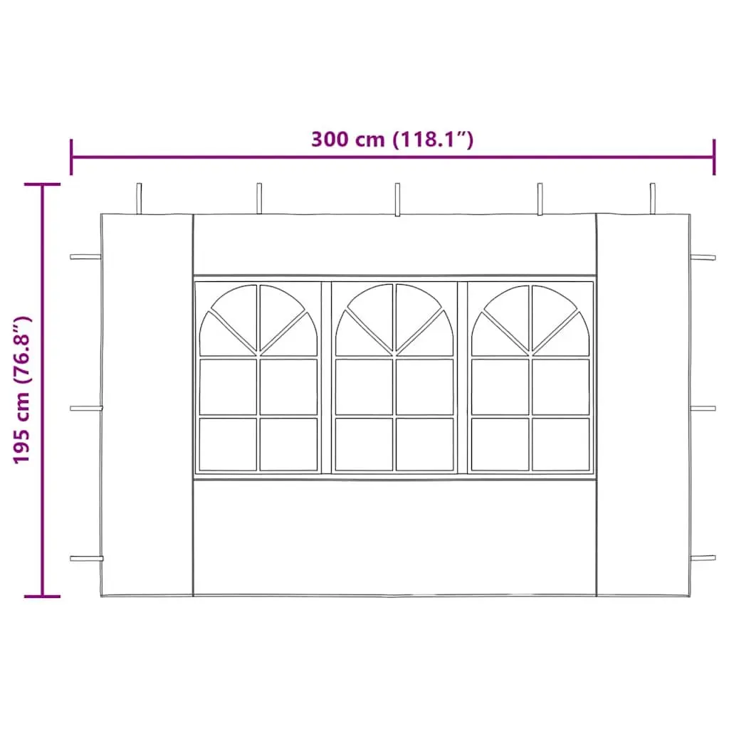 Marquee Tent Sidewall Anthracite 300x300cm Weather-Resistant with Window 2 Piece