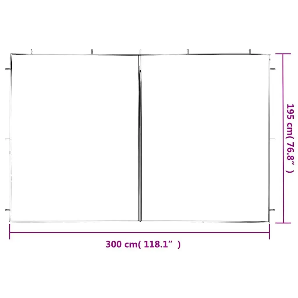 Party Tent Sidewall Anthracite 2 Pieces Zipper PE Outdoor Canopy Panel