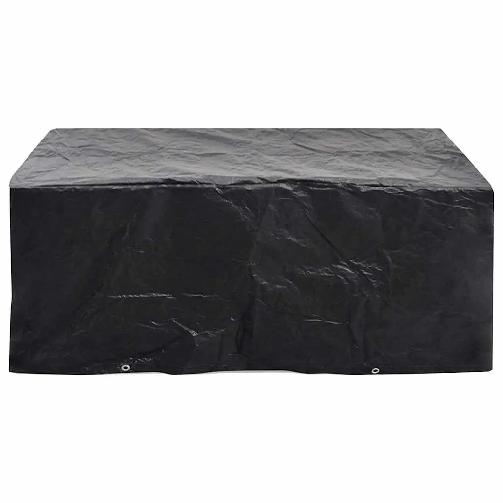 Outdoor Furniture Cover Black 242x162x100cm Durable Polyethylene Waterproof UV Resistant with Eyelets Rope