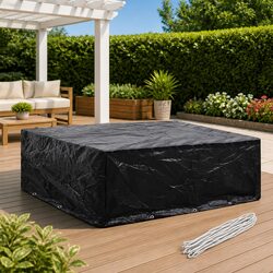 Garden Furniture Cover Black Outdoor Patio Protector 250x210x90cm 8 Eyelets Rope