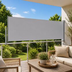 Concise Grey Side Awning 120 x 300 cm for Outdoor Privacy