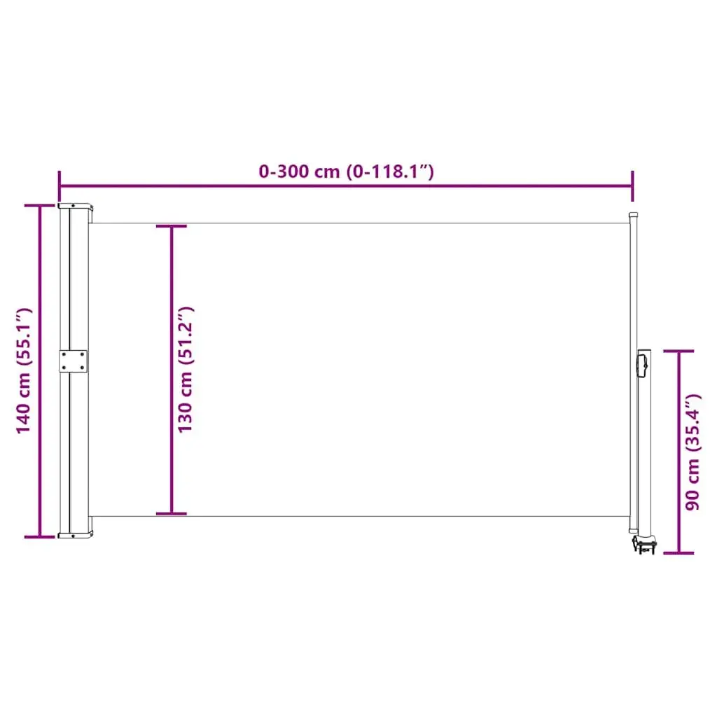 Retractable Side Awning Black 140 x 300 cm Privacy Screen Outdoor Shade