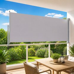 Compact and Effective Grey Retractable Side Awning, 140 x 300 cm