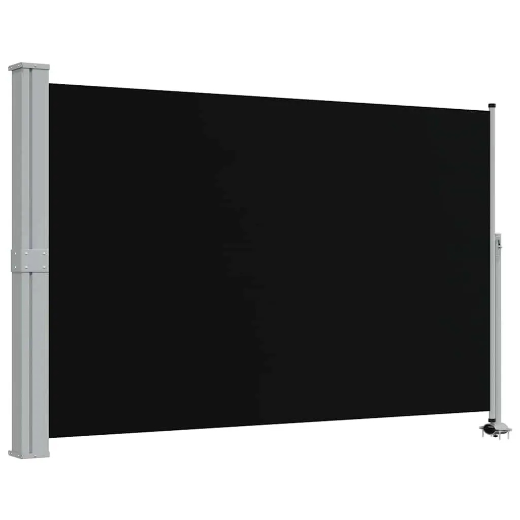 Retractable Side Awning Black 160 x 300 cm Outdoor Privacy Screen UV Tear Resistant Polyester