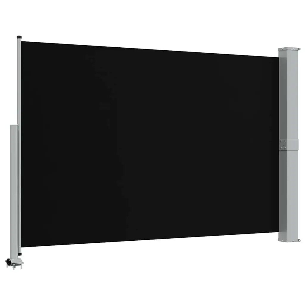 Retractable Side Awning Black 160 x 300 cm Outdoor Privacy Screen UV Tear Resistant Polyester