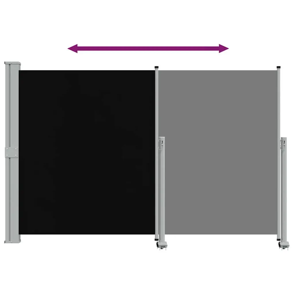 Retractable Side Awning Black 160 x 300 cm Outdoor Privacy Screen UV Tear Resistant Polyester