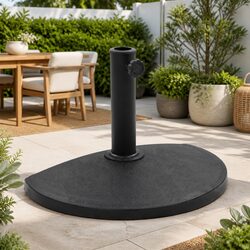 Outdoor Parasol Base Half Round Weather Resistant Stand Umbrella Holder Black