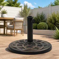 Parasol Base Round Polyresin Outdoor Umbrella Stand Decorative Garden Patio