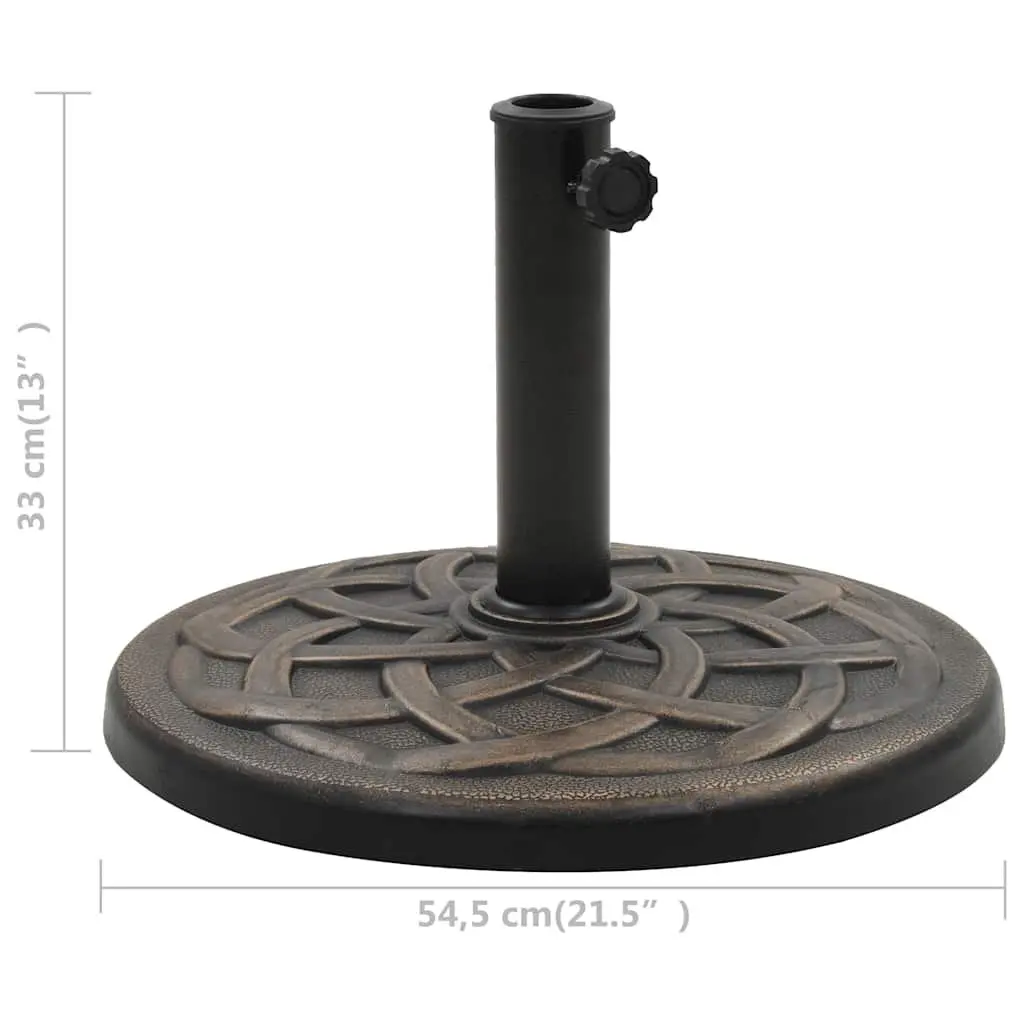 Parasol Base Brown Polyresin Outdoor Umbrella Stand Weather-resistant Decorative Garden Patio
