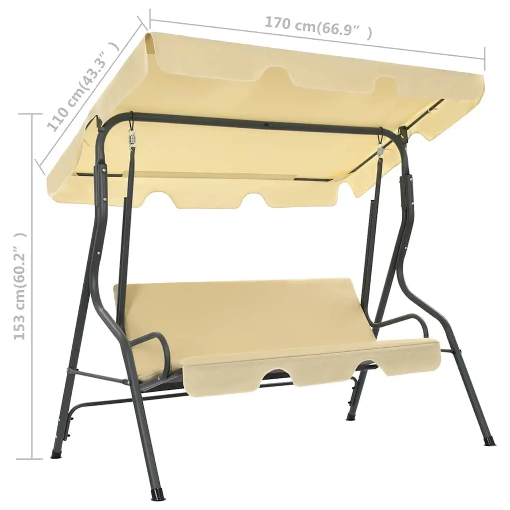 Garden Swing Bench White Outdoor Patio Canopy Seat Recliner Shade