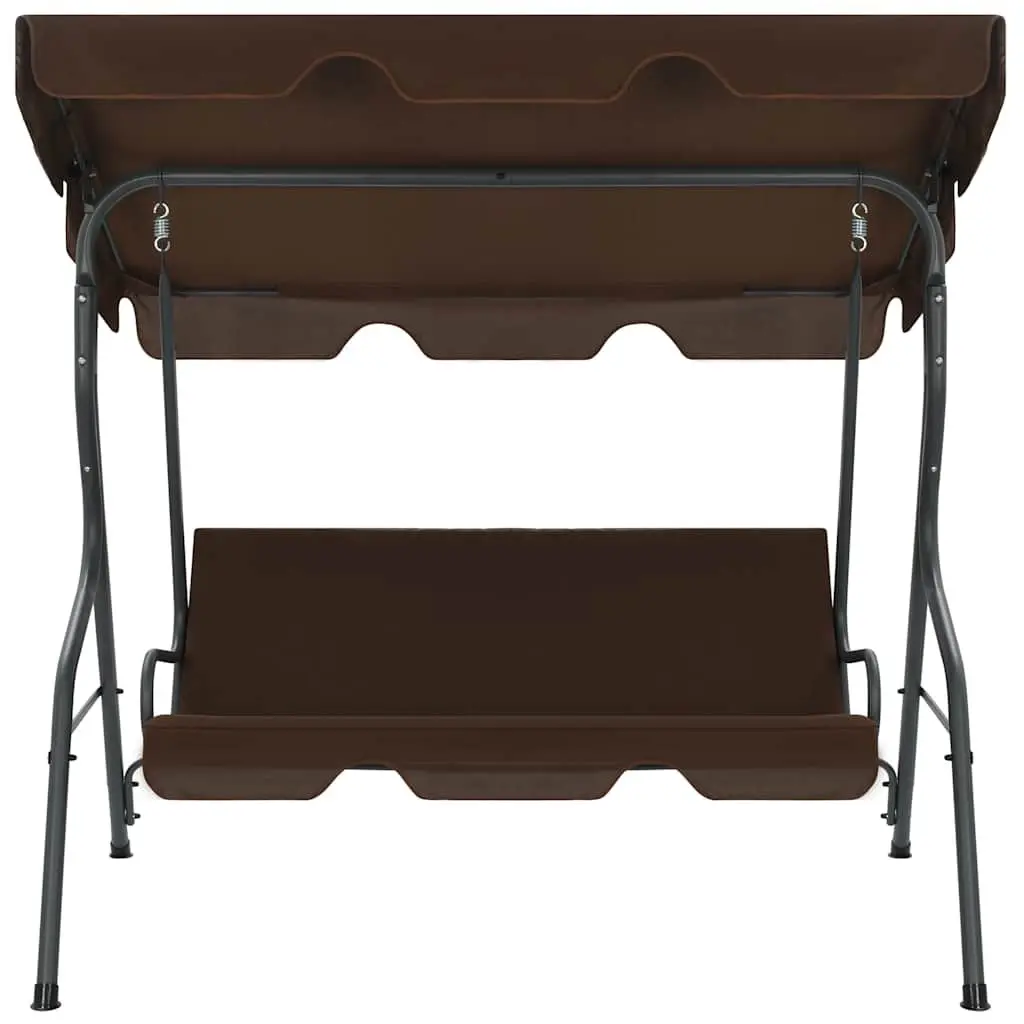 Garden Swing Bench Brown Outdoor Canopy Durable Steel Frame Water-Resistant Fabric