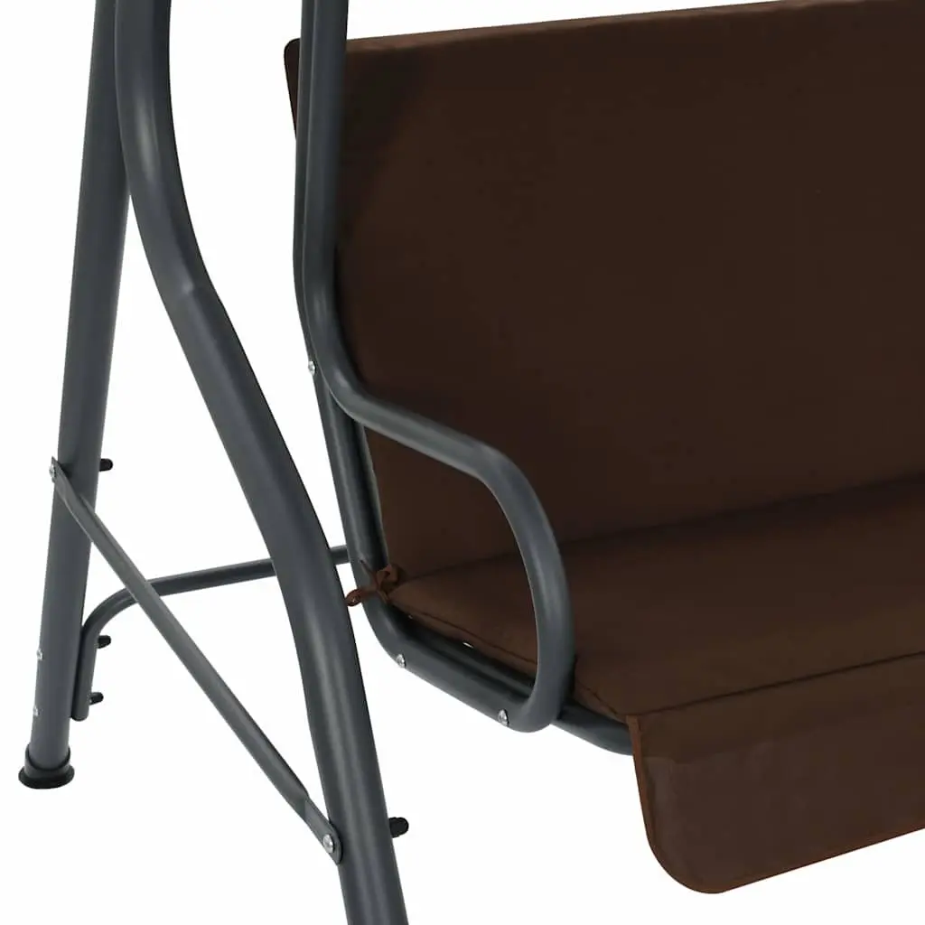 Garden Swing Bench Brown Outdoor Canopy Durable Steel Frame Water-Resistant Fabric