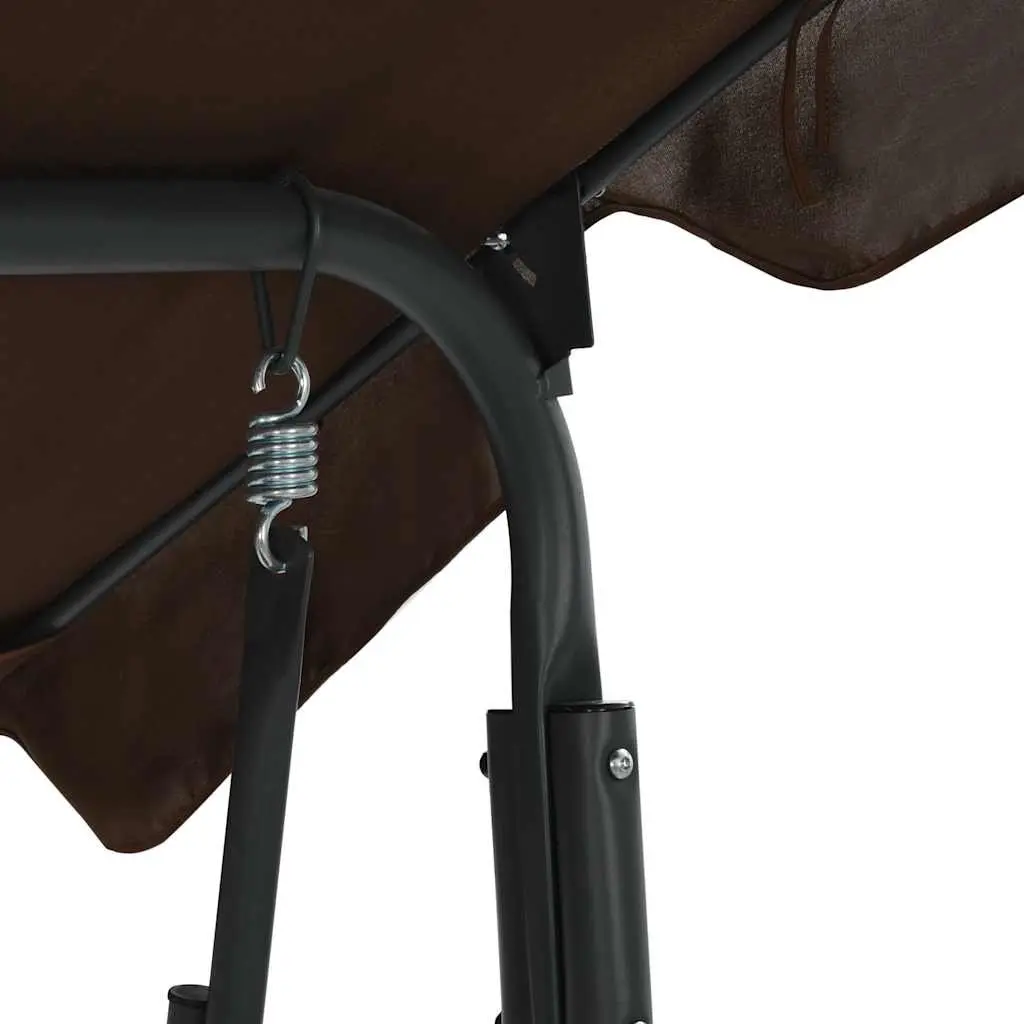 Garden Swing Bench Brown Outdoor Canopy Durable Steel Frame Water-Resistant Fabric