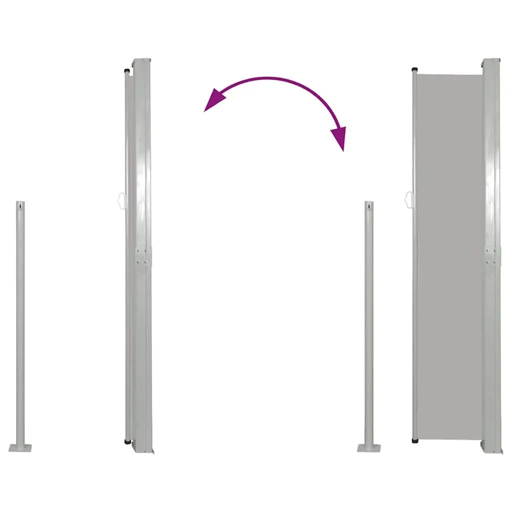 Retractable Side Awning Grey 140 x 300 cm Automatic Roll-back Function UV-proof Polyester Screen