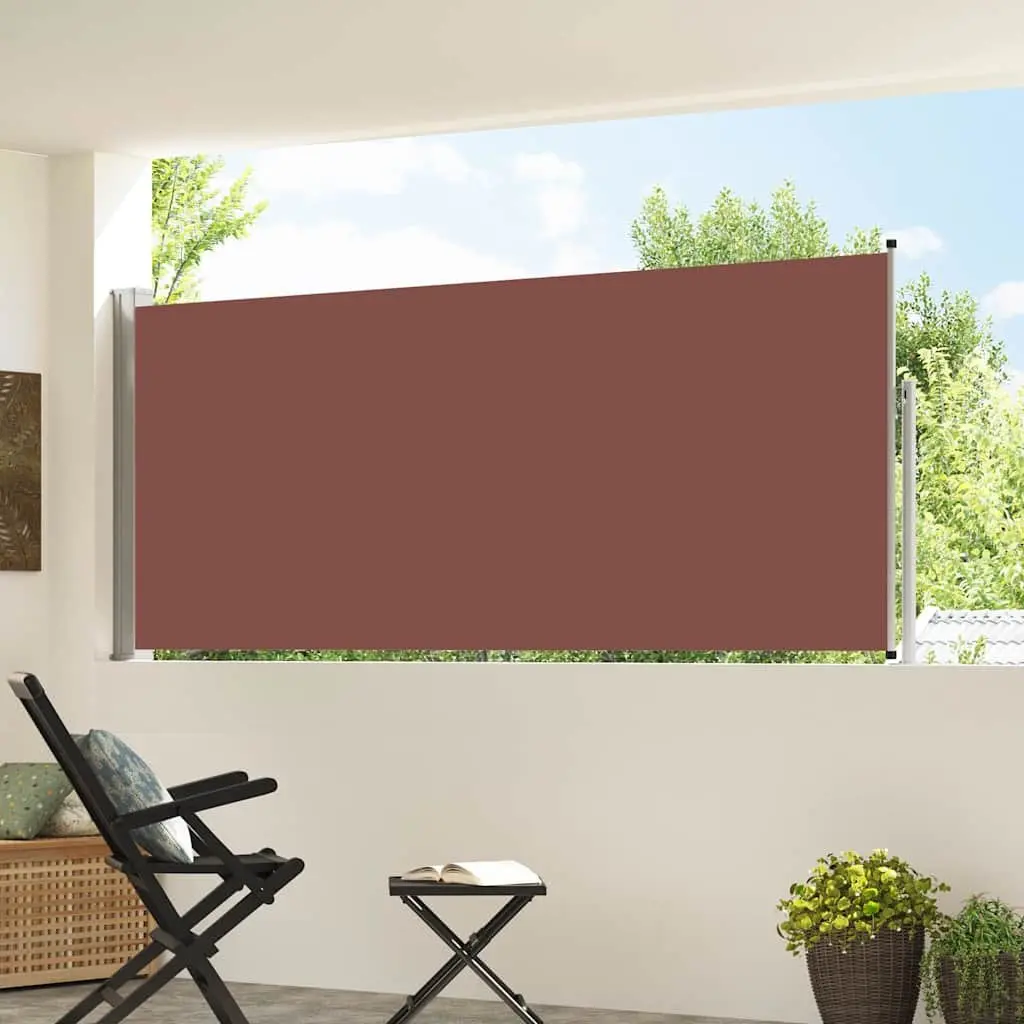 Retractable Awning Brown 117x314cm Privacy Screen Outdoor Garden Patio Balcony