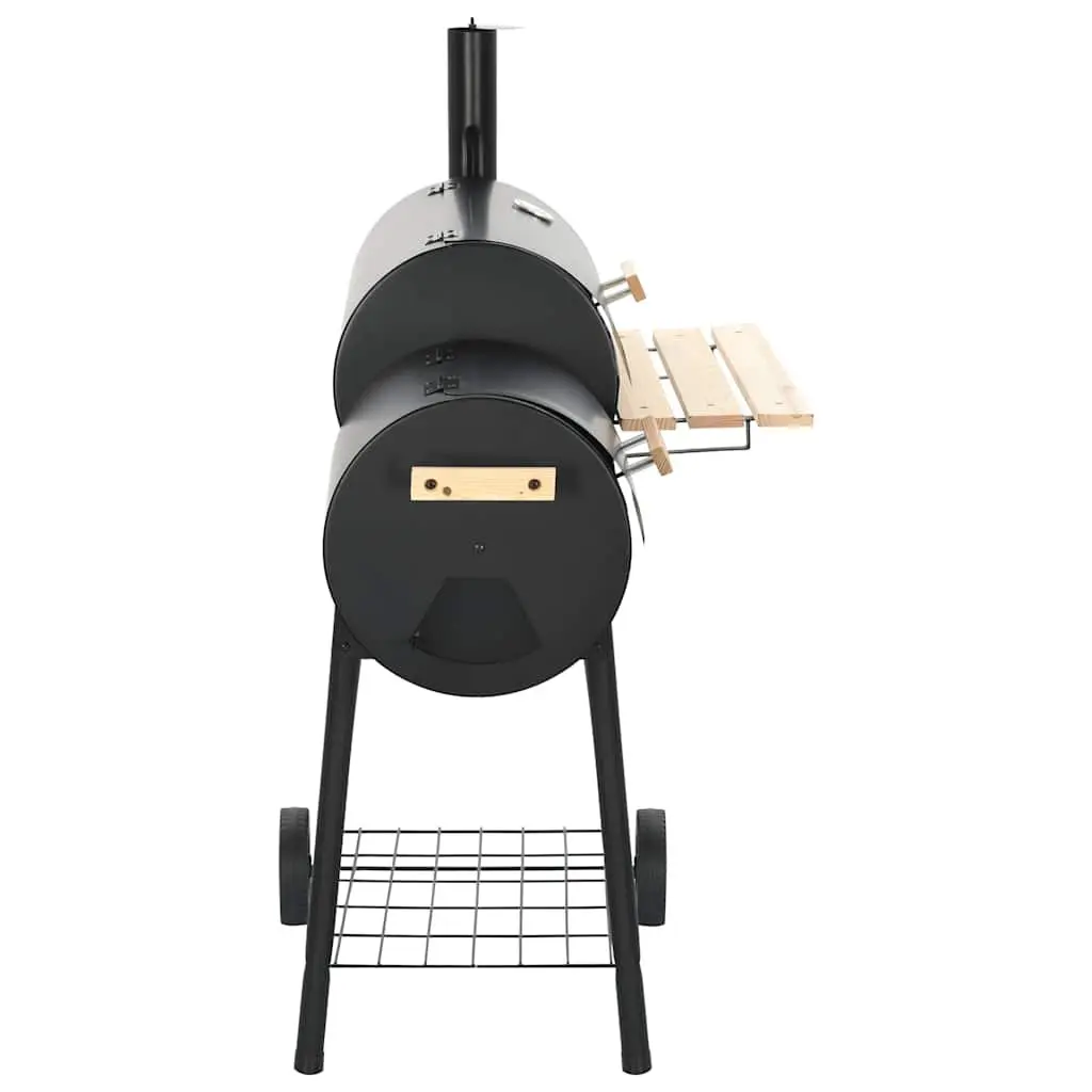 Offset Smoker Grill Black Outdoor Cooking Chamber Firebox Integrated Thermometer