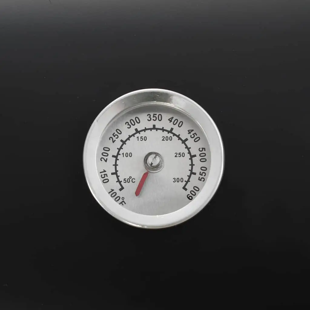 Offset Smoker Grill Black Outdoor Cooking Chamber Firebox Integrated Thermometer