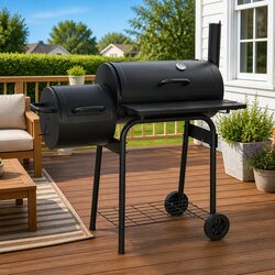 Charcoal Offset Smoker with Mobility