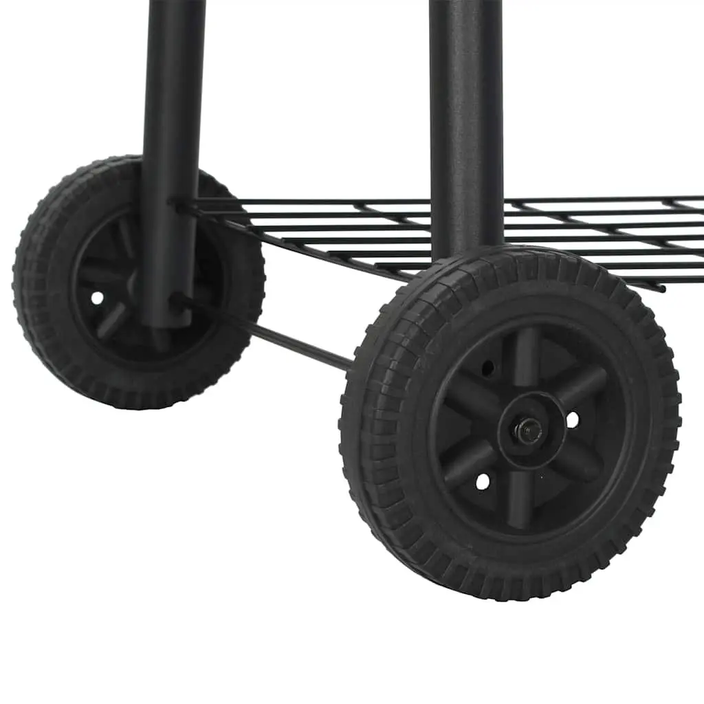 Offset Smoker Charcoal Black Outdoor Grill Cooking Chamber Side Firebox With Thermometer