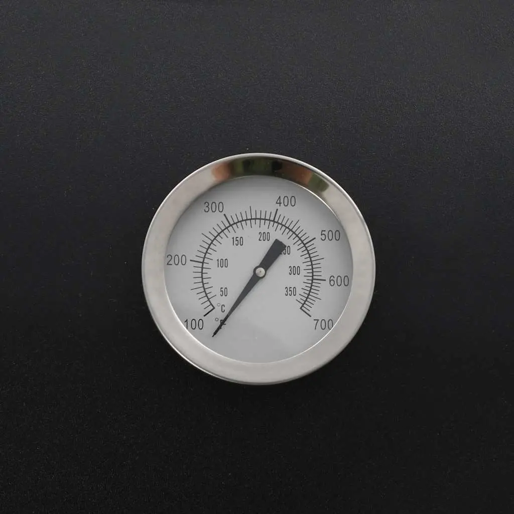 Offset Smoker Charcoal Black Outdoor Grill Cooking Chamber Side Firebox With Thermometer
