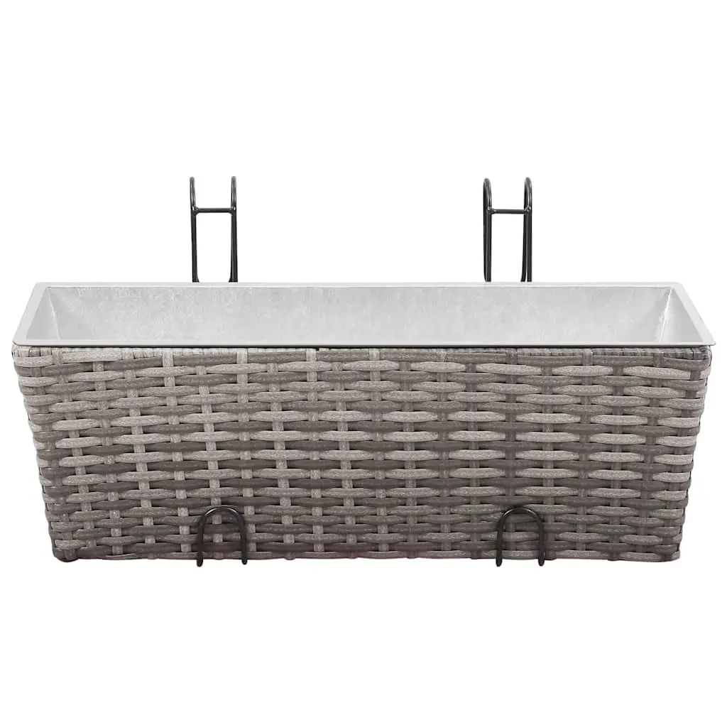 Balcony Railing Planters Grey 50cm Weather-Resistant Raised Garden Beds