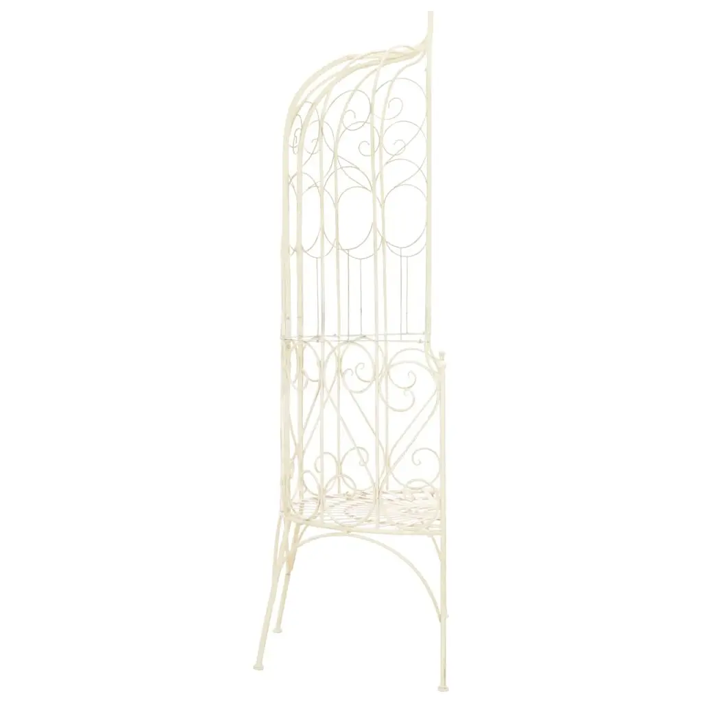 Outdoor Garden Bench White 95cm Antique Style Wrought Iron Decorative Seating