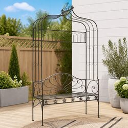 122cm Antique Brown Iron Garden Bench for Outdoors
